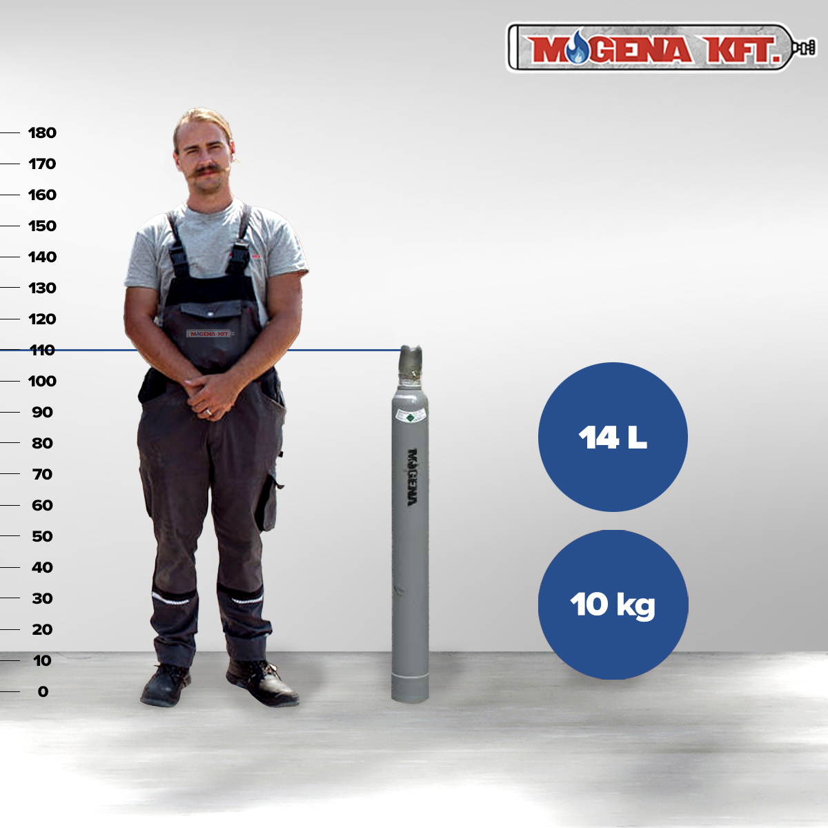 Szén-dioxid (CO₂) merülőcsöves 10 kg Talpas